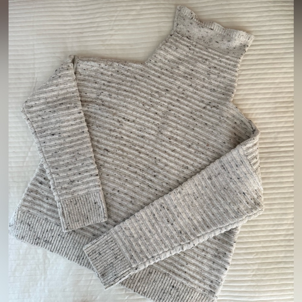 Madewell Ribbed Knit Turtleneck Sweater – Oatmeal Speckled – Size Medium